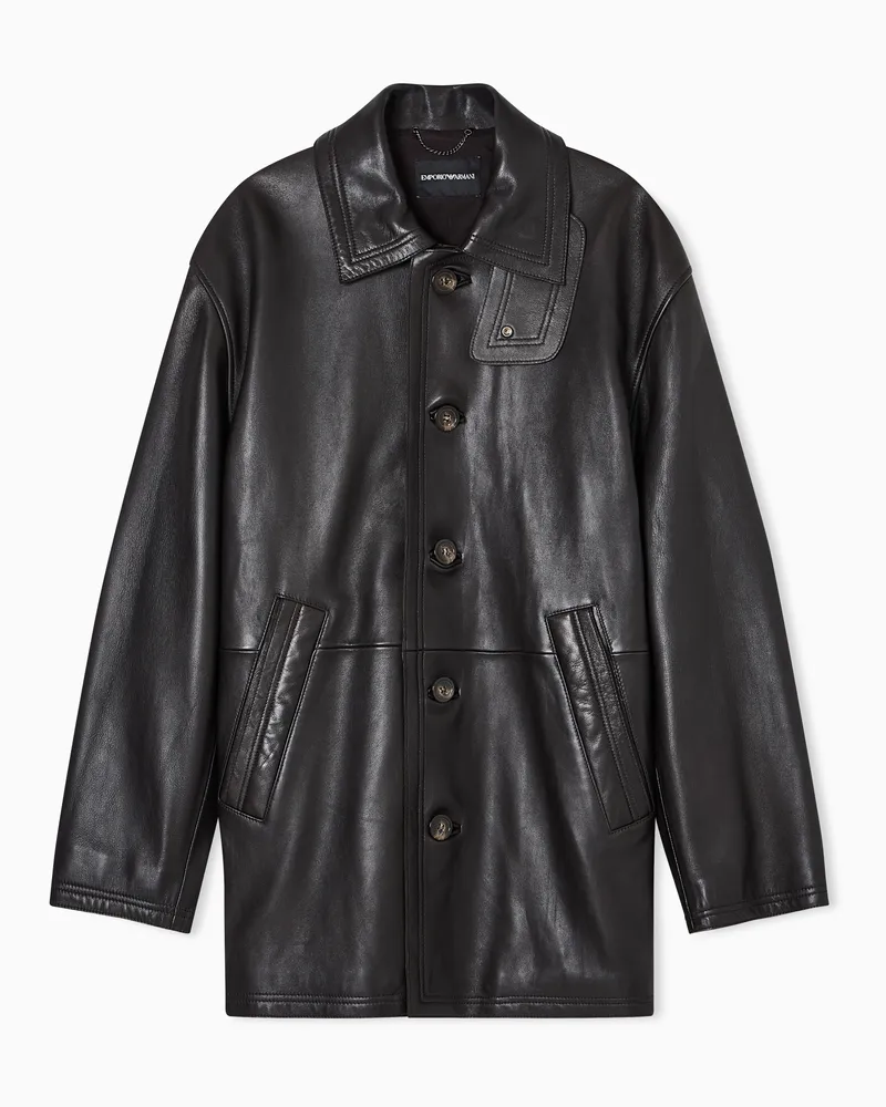 Emporio Armani Blouson aus Plongé-Lammnappaleder Braun