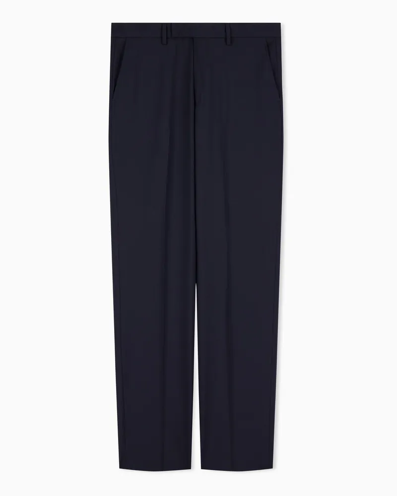 Emporio Armani Hose aus Wollfresko mit natürlicher Elastizität und Tropenmuster Blau