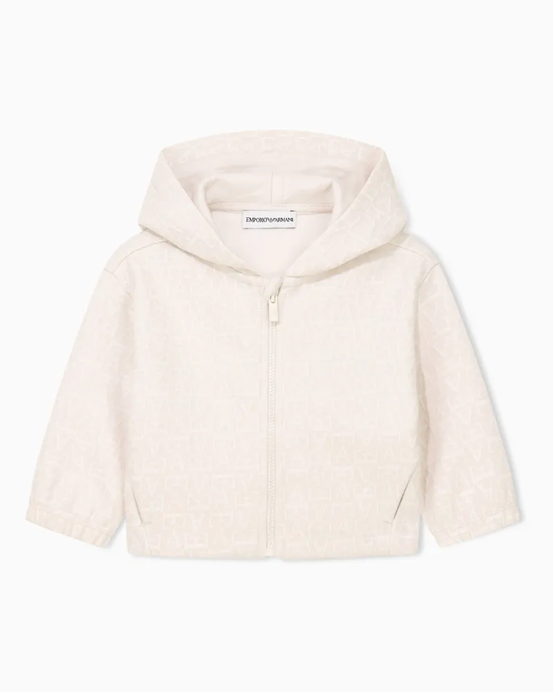 Emporio Armani Kinder-Trainingsanzug mit Kapuze und Monogramm-Muster Beige
