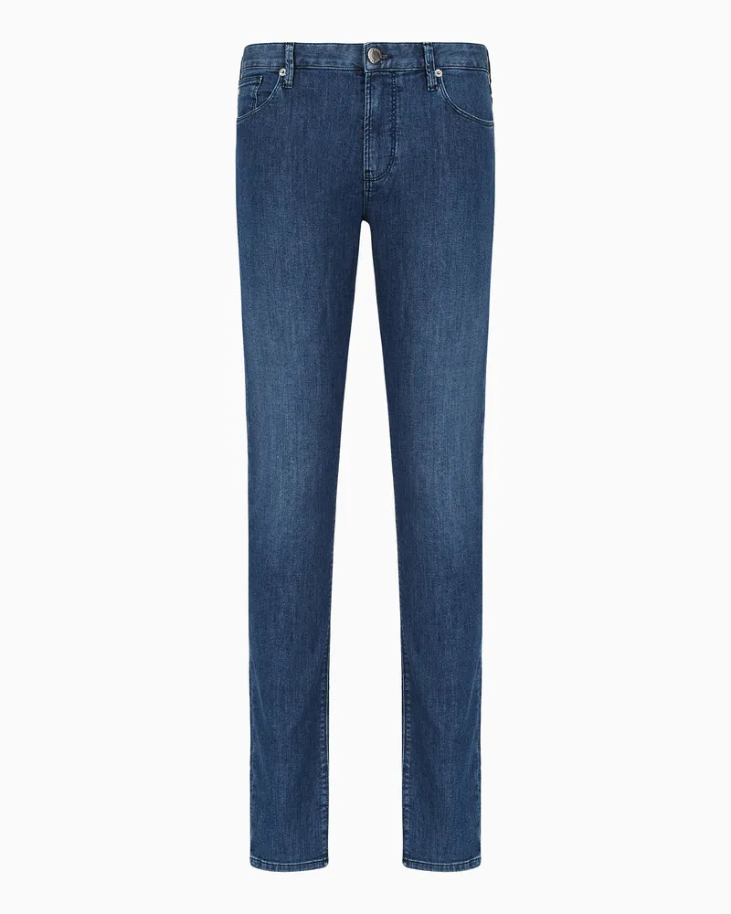 Emporio Armani Jeans J06 in Slim Fit aus Denim 8 oz in Used-Wash-Optik Blau