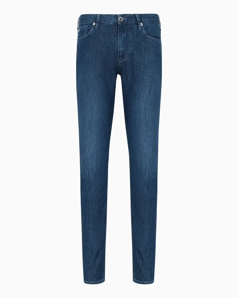 Emporio Armani Jeans J06 in Slim Fit aus Denim 8 oz in Used-Wash-Optik Blau