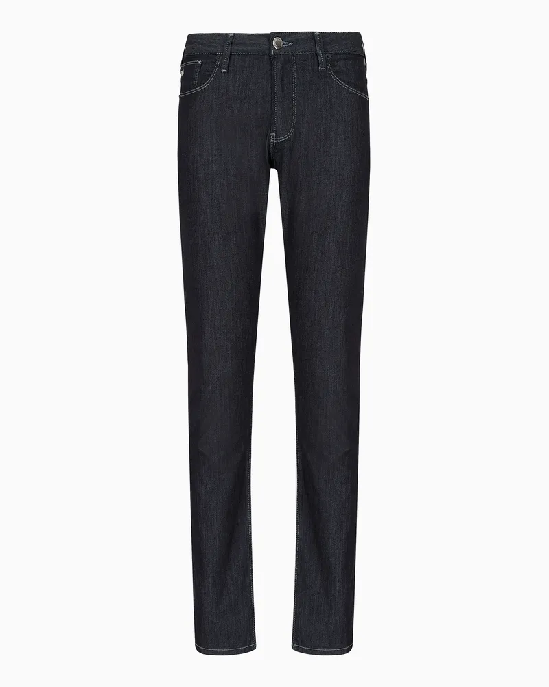 Emporio Armani Jeans J06 in Slim Fit aus Denim 8 oz in Used-Wash-Optik Blau