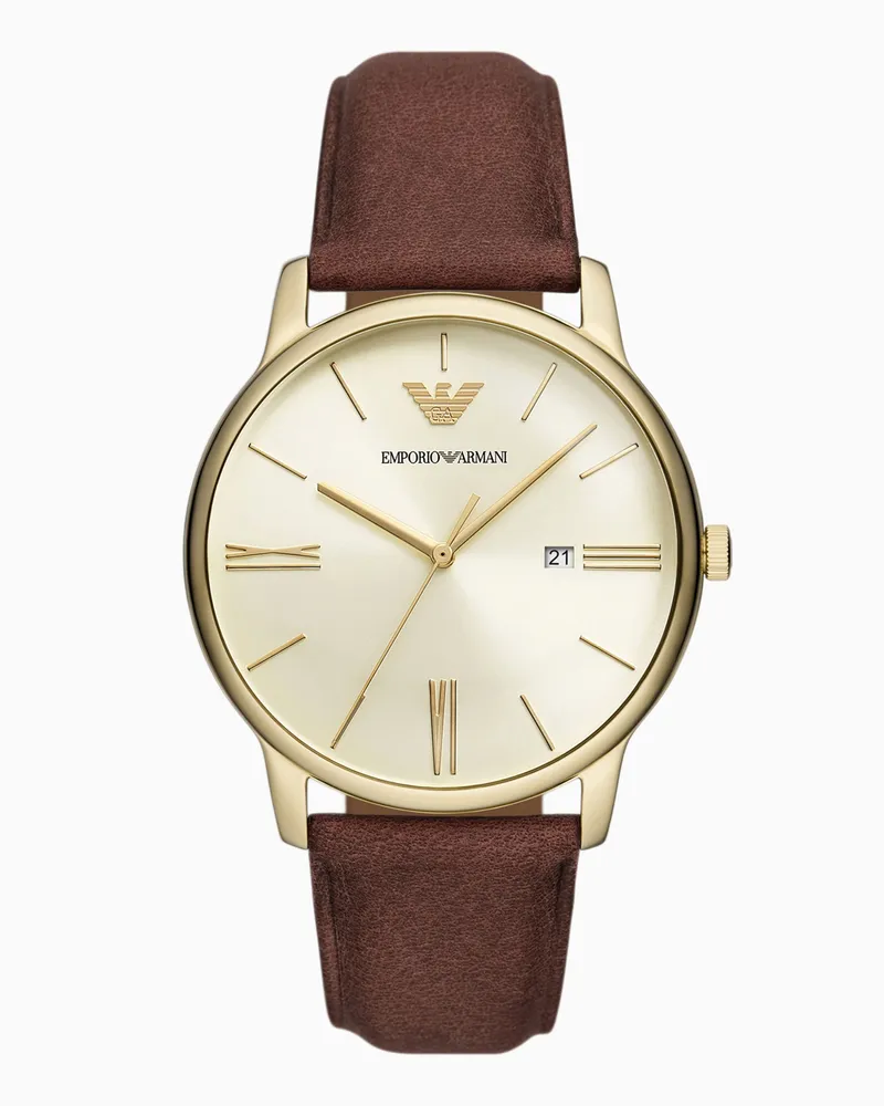 Emporio Armani Dreizeigeruhr mit Lederarmband und Datumsanzeige Mehrfarbig