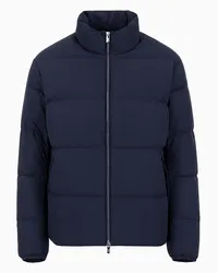 Emporio Armani Daunenjacke mit Durchgehendem Reißverschluss aus Gestepptem Nylon Marineblau