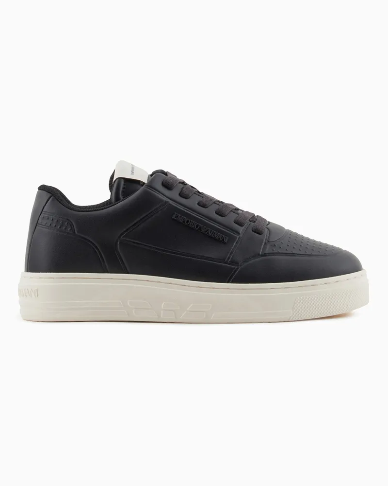 Emporio Armani Sneaker aus Leder mit thermogeformten Details Schwarz