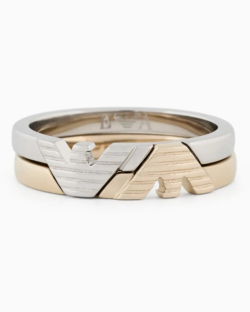 Emporio Armani Zweifarbiger Ring aus Edelstahl Mehrfarbig