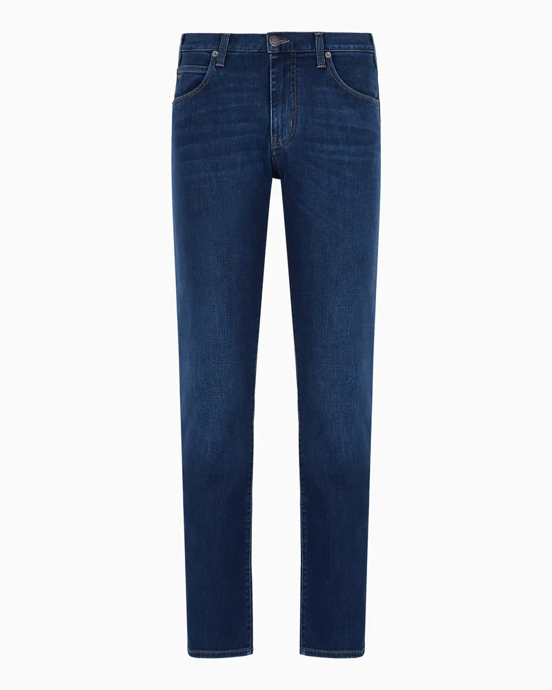 Emporio Armani Jeans J45 in Regular Fit aus gewaschenem Komfort-Denim 11,5 oz und Twill Blau