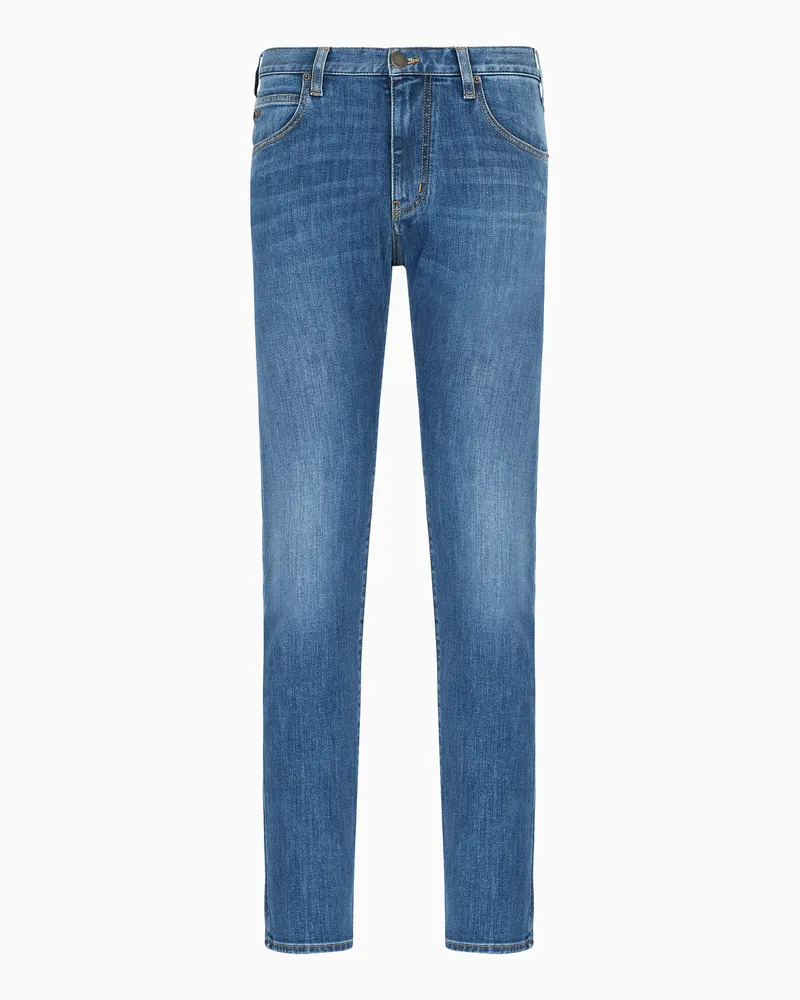 Emporio Armani Jeans J45 in Regular Fit aus gewaschenem Komfort-Denim 11,5 oz und Twill Blau