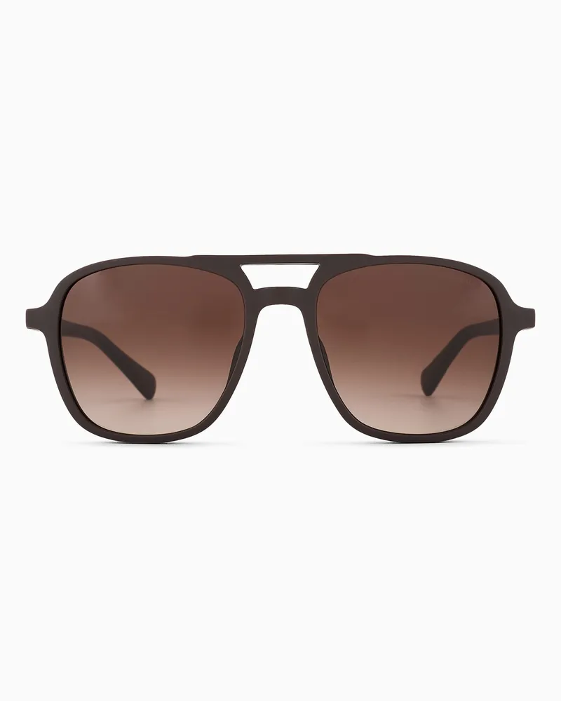 Emporio Armani Herren-Sonnenbrille in Piloten Form Braun