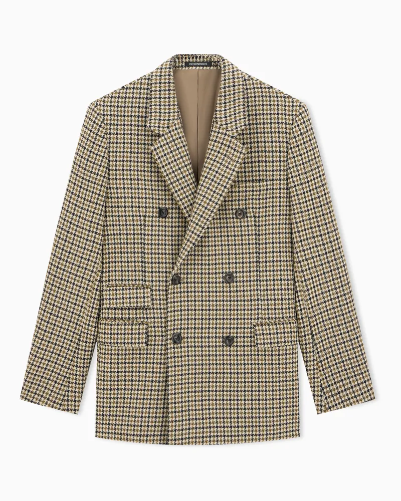 Emporio Armani Gefütterter Shetland-Tweed-Blazer aus Schurwolle Gemustert