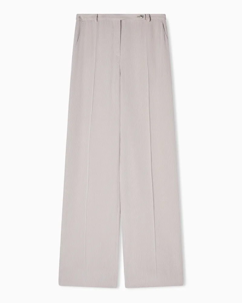 Emporio Armani Palazzo-Hose aus Seersucker mit feinem Streifenmuster Beige