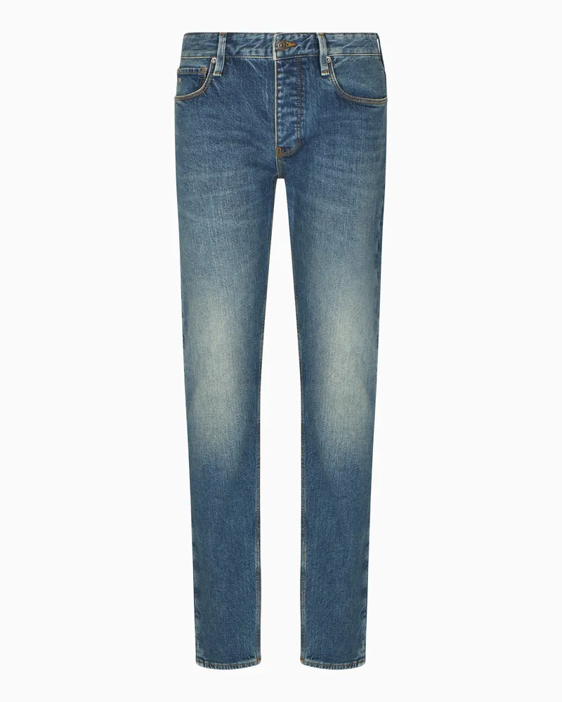 Emporio Armani Jeans J75 in Slim Fit aus elastischem Delavé-Denim Blau