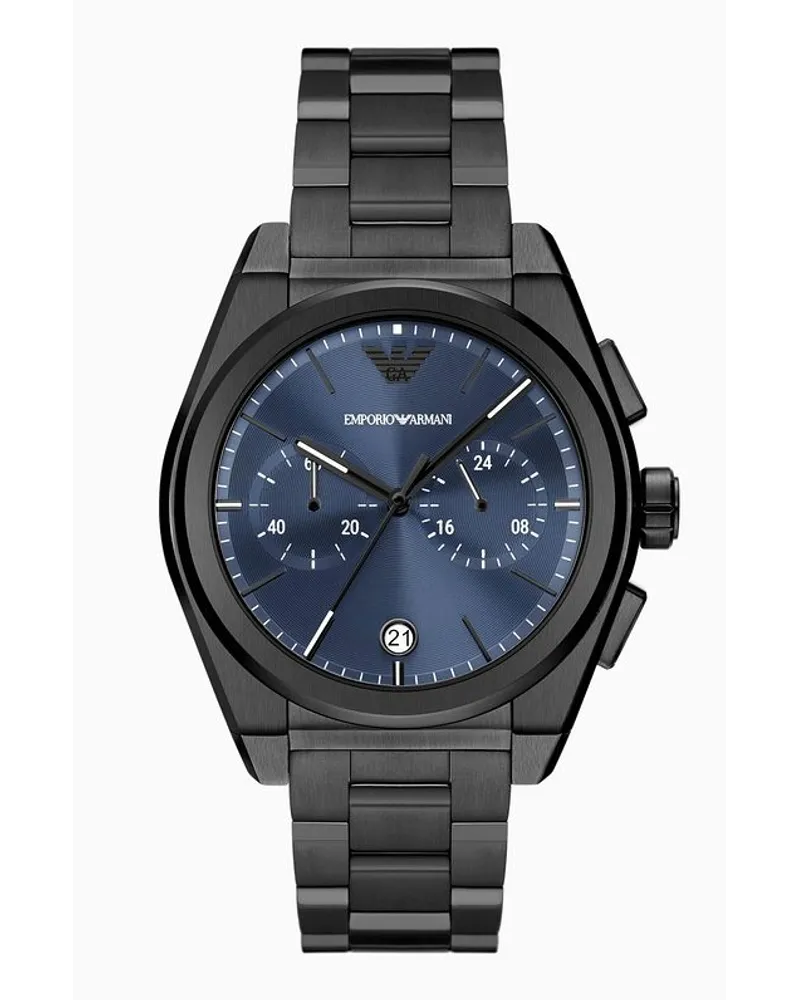 Emporio Armani Rotgussfarbener Chronograph aus Edelstahl Dunkelgrau