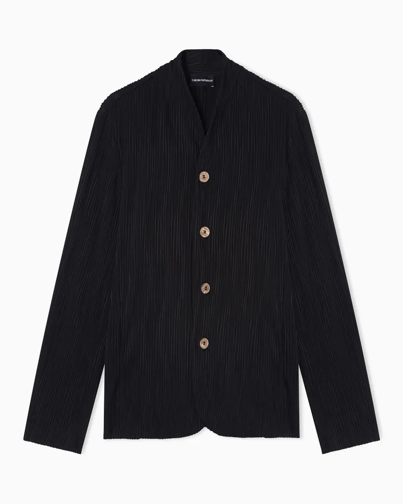 Emporio Armani Blazer aus strukturiertem Stoff in plissierter Optik Braun