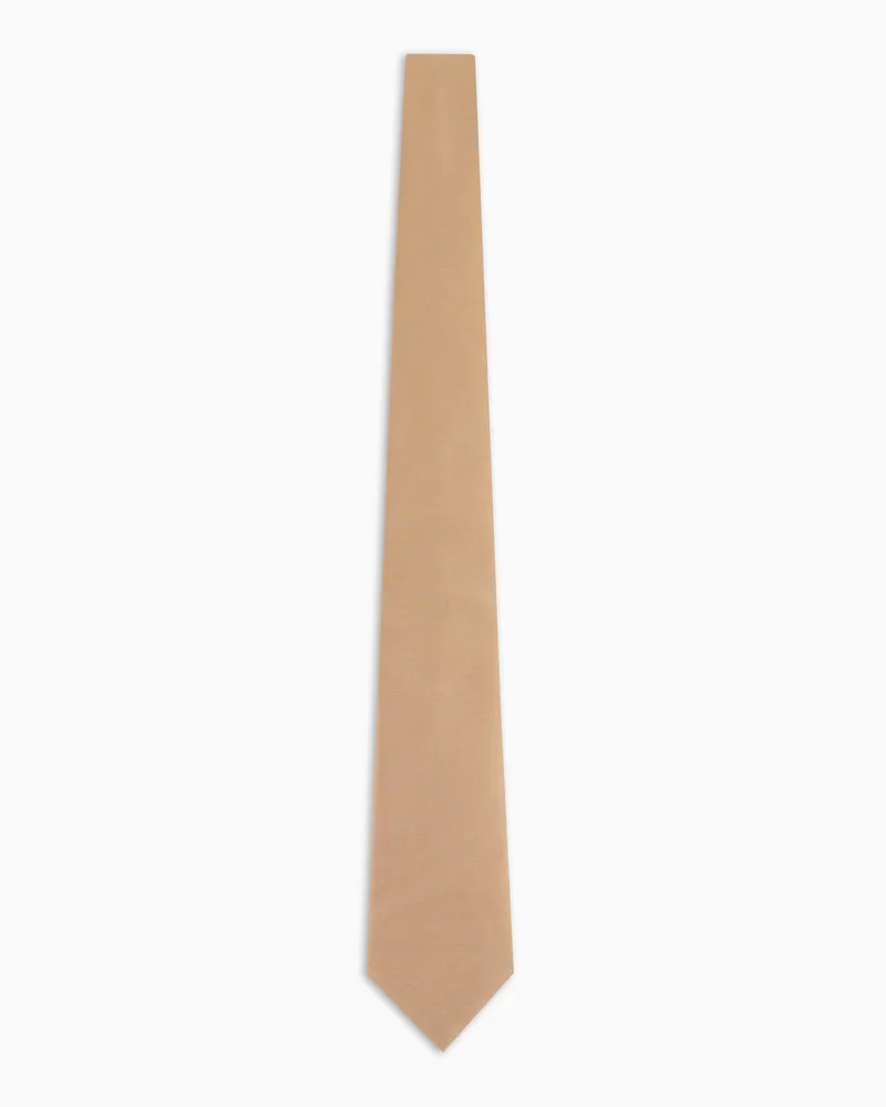 Emporio Armani Krawatte aus reiner Seide in Ottoman-Optik Beige