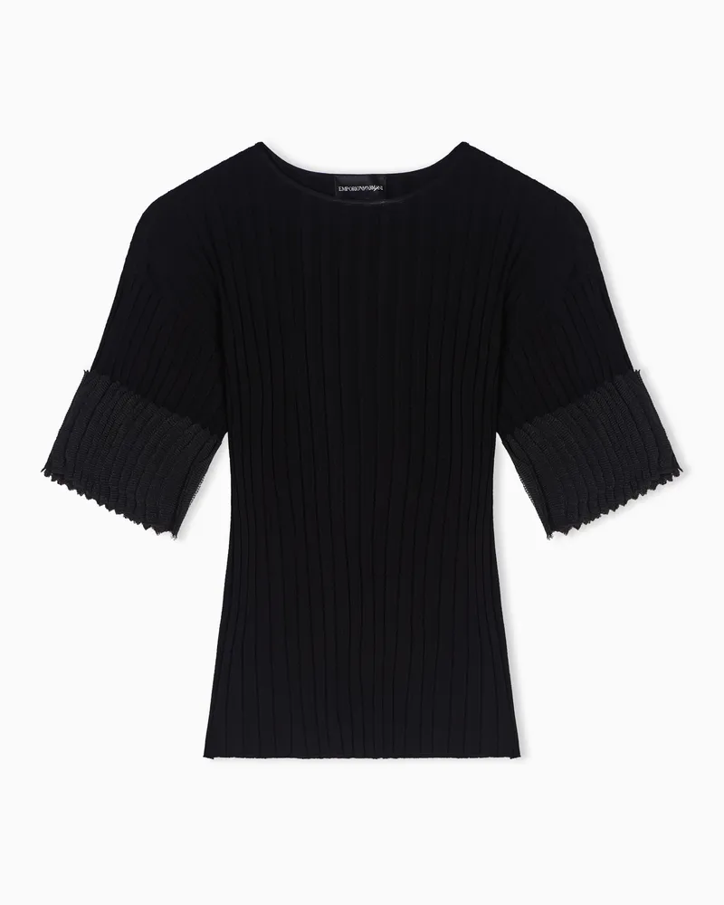 Emporio Armani Ribbed viscose sweater Schwarz