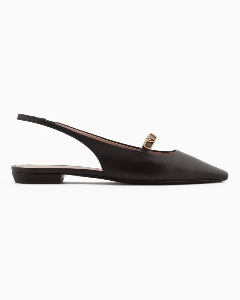 Emporio Armani Slingback-Ballerinas aus Nappa mit Adlerplakette Braun