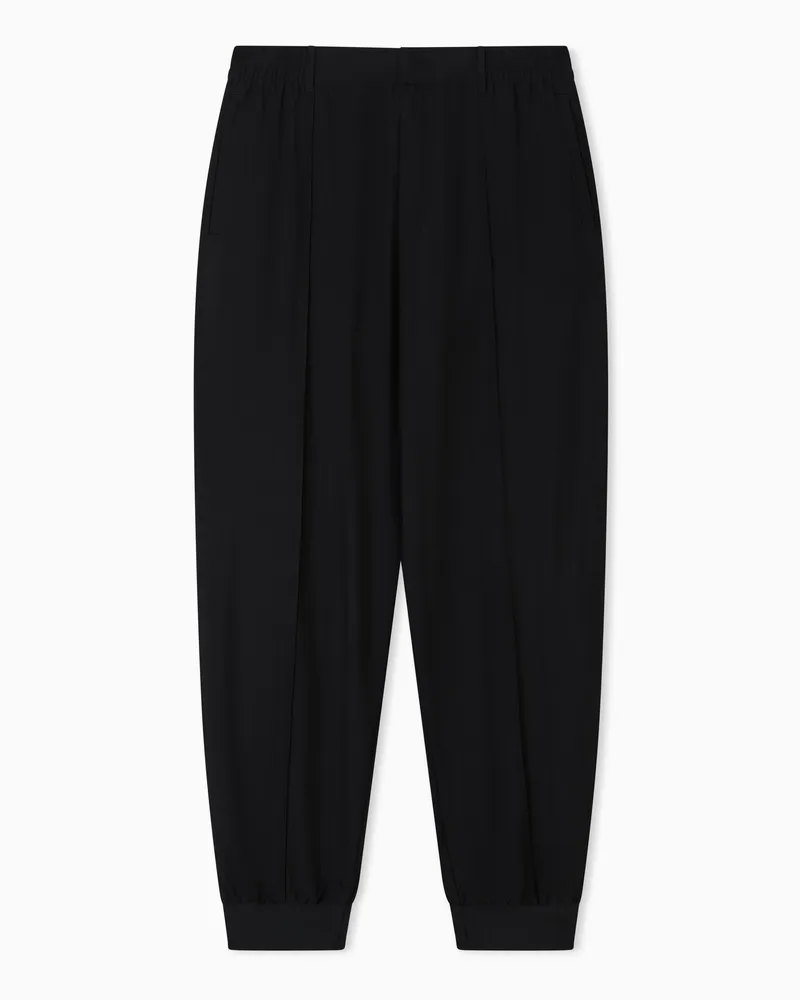 Emporio Armani Hose aus Nylon mit gerippter Vorderseite Schwarz