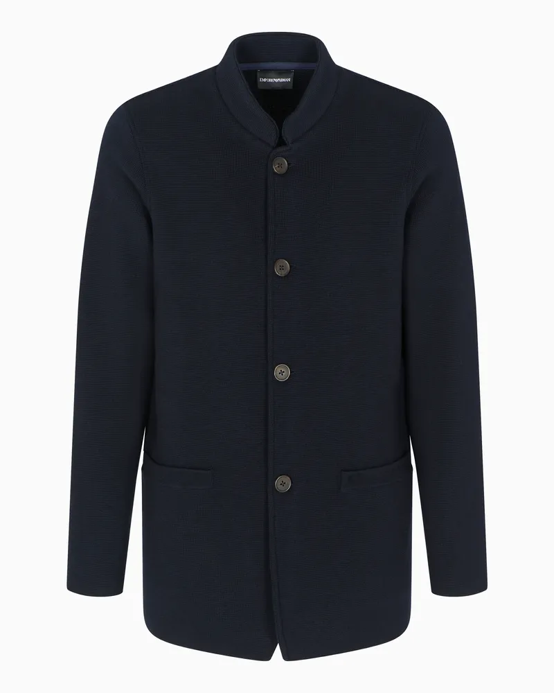 Emporio Armani Travel Essential Blazer aus Punto-Milano-Strick Marineblau