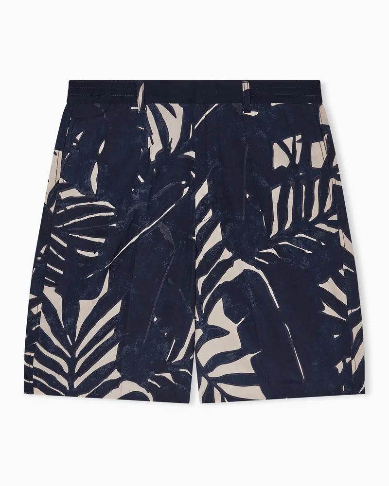 Emporio Armani Bermuda shorts in all-over patterned linen blend Gemustert