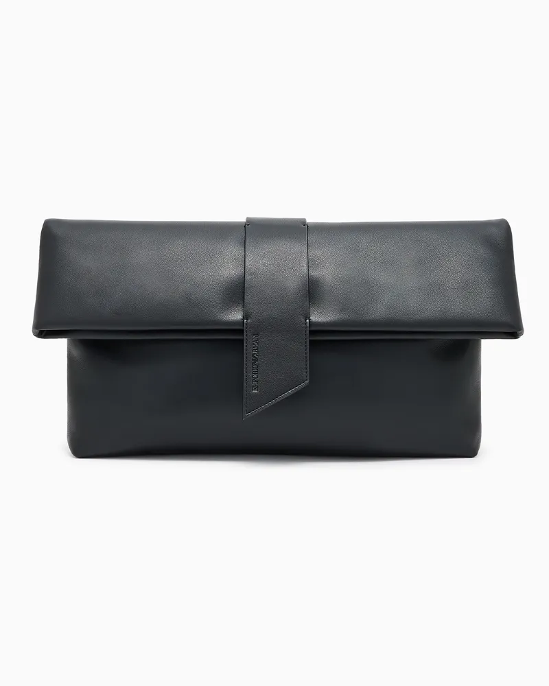 Emporio Armani Capsule Polygon Clutch aus Leder Schwarz