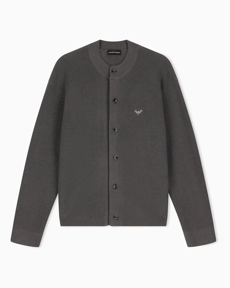Emporio Armani Cardigan Regular Fit aus Schurwolle und Baumwolle Grün
