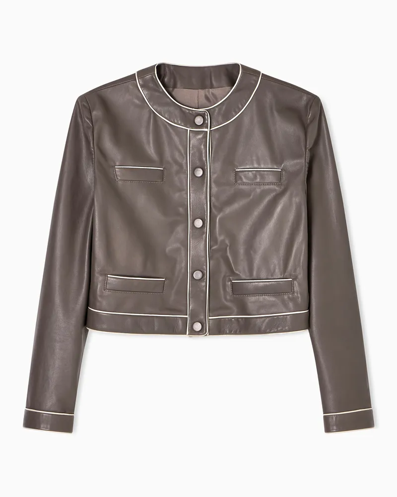 Emporio Armani Jacke aus Semianilin-Lammnappaleder Beige
