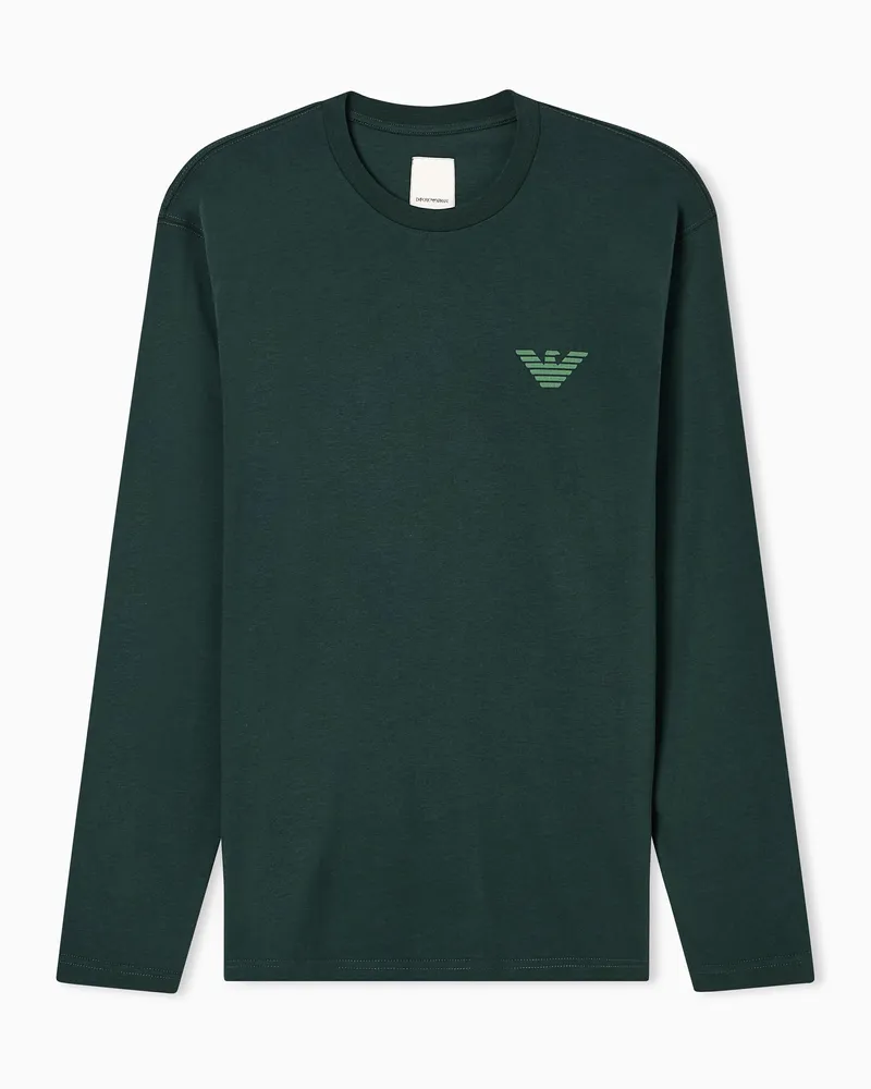 Emporio Armani Jersey-Pullover mit einem Print der New York Sonderkollektion Grün