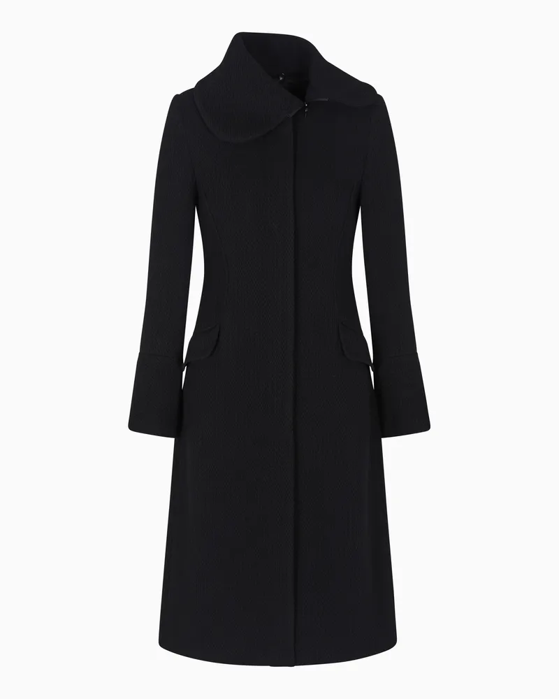 Emporio Armani Mantel aus einer Woll-Mischung mit Fischgratmuster Schwarz