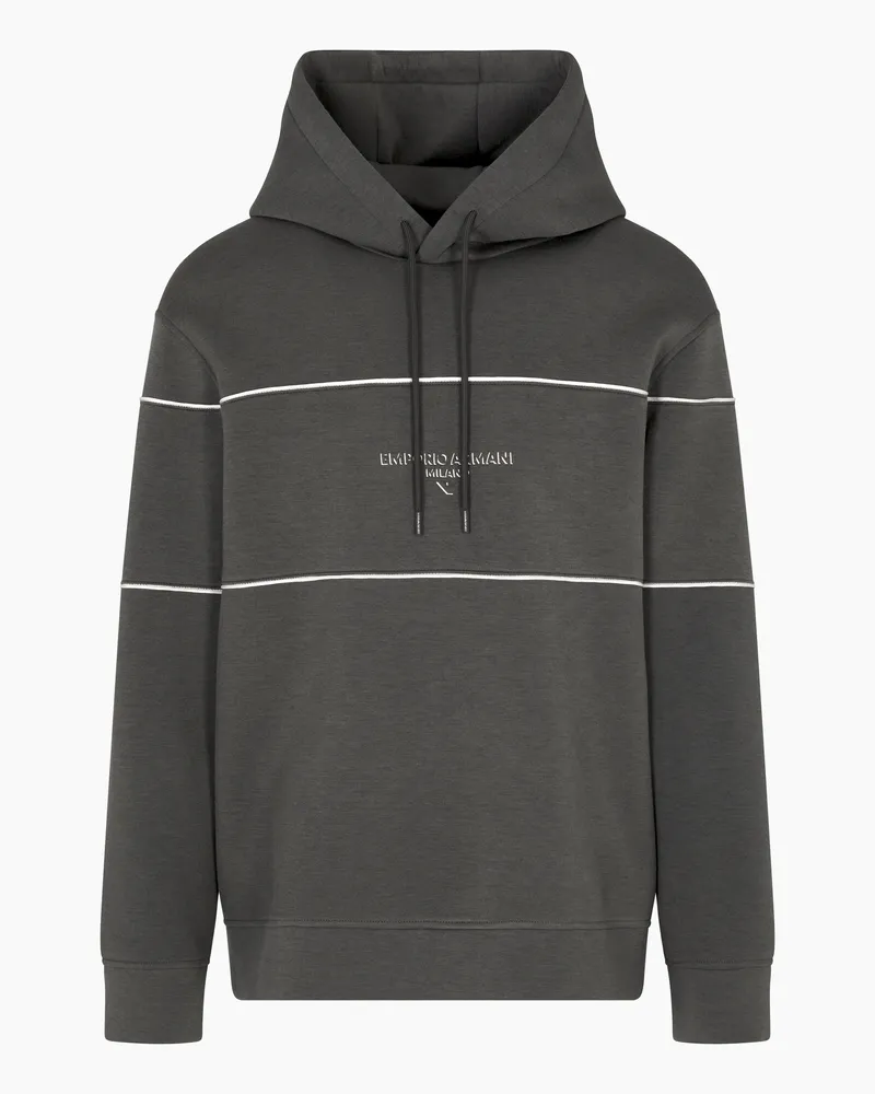 Emporio Armani Sweatshirt mit Kapuze aus doppellagigem Jersey mit Kapuze und 3D-Logo Grau