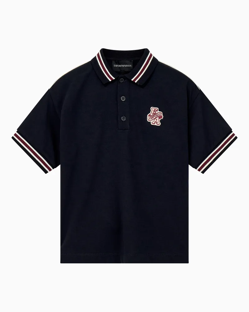 Emporio Armani Polohemd Regular Schnitt Baumwolle gestreifter Kragen Marineblau