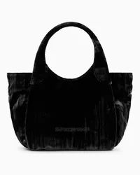 Emporio Armani Handtasche aus Samt mit Kettenriemen Schwarz