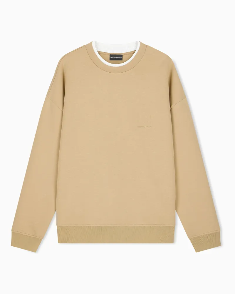 Emporio Armani Sweatshirt in Regular Fit aus Double Jersey mit Baumwolle Weiß