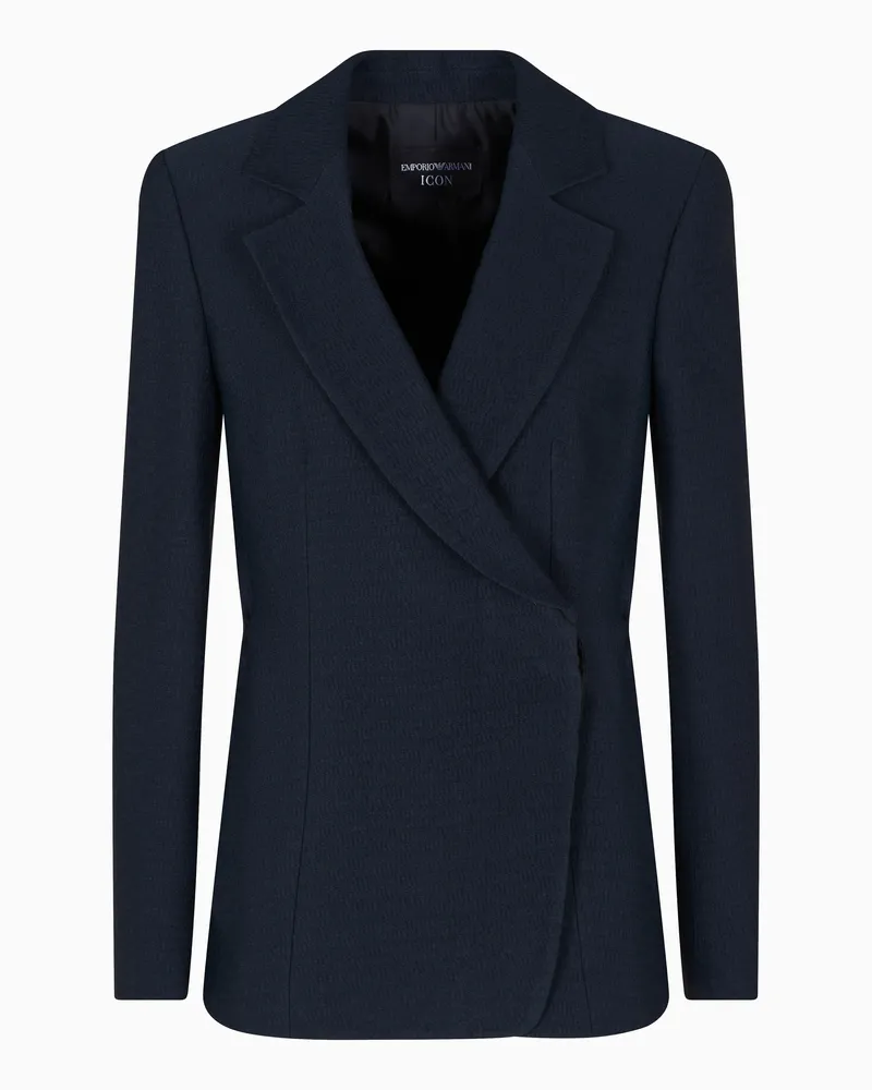 Emporio Armani Icon Blazer aus fließendem gewebtem Stoff Blau