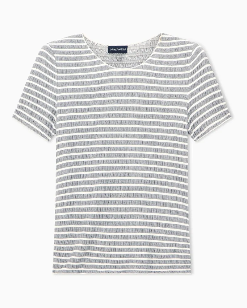 Emporio Armani Jumper Slim Fit aus gestreiftem Viskosejersey Grau