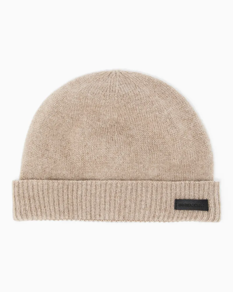 Emporio Armani Mütze aus reinem Kaschmir Beige