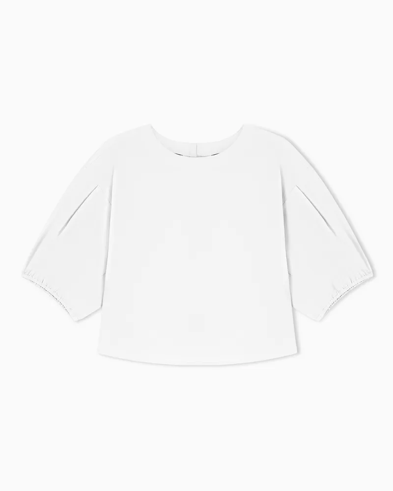 Emporio Armani Bluse aus Popeline mit Puffärmeln Weiß