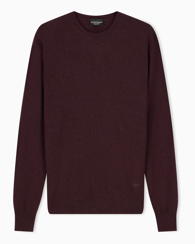 Emporio Armani Pullover aus reinem Kaschmir in Glattstrick Braun