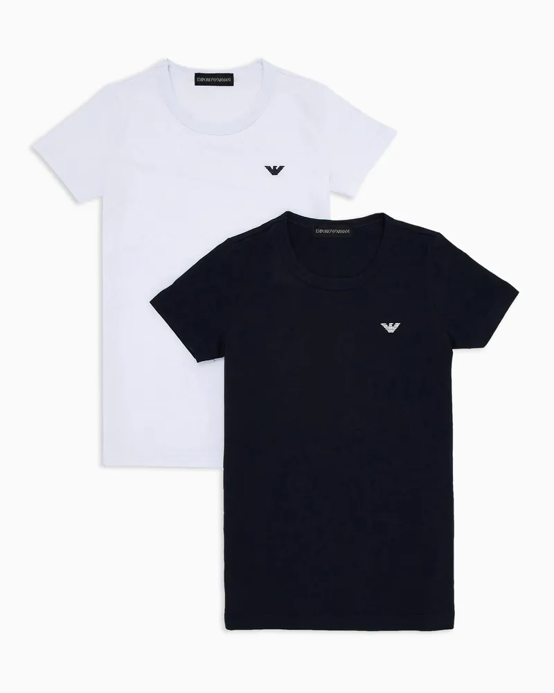 Emporio Armani 2er-Pack T-Shirts aus Jersey mit Mikro-Adler-Stickerei Zweifarbig