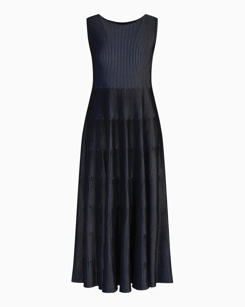 Emporio Armani Ärmelloses Kleid in Glatt- und Linksstrick-Verarbeitung mit Vanisé-Effekt Schwarz