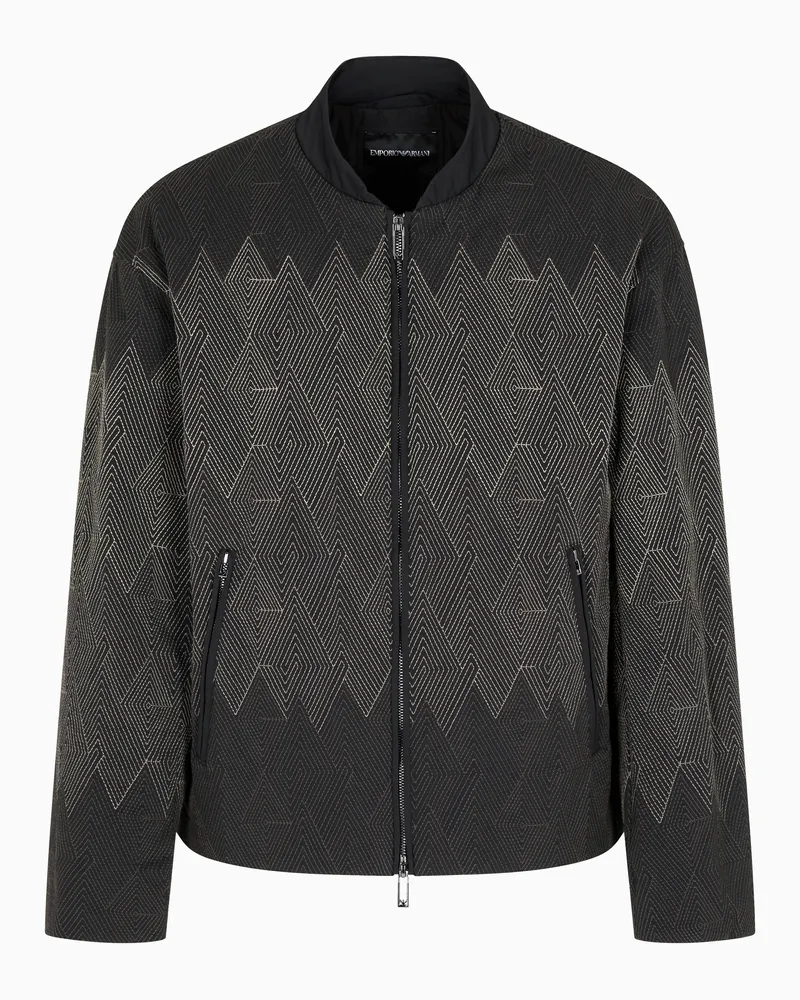 Emporio Armani Nylon-Twill-Blouson mit optischer Stickerei Schwarz