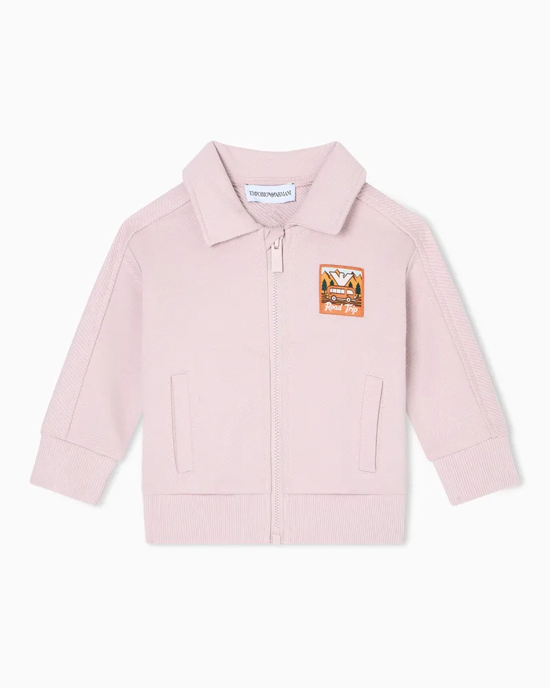 Emporio Armani ASV Manga Bear Crew Sweatshirt mit Reißverschluss, gefertigt aus Bio-Jersey-Interlock Pink