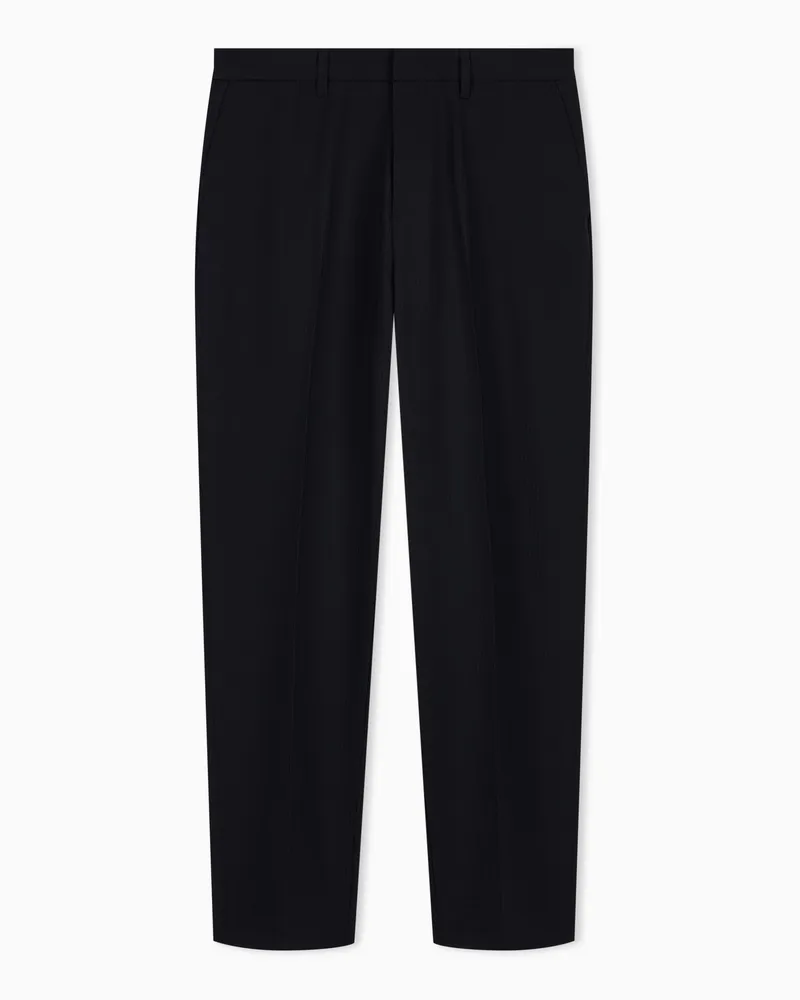Emporio Armani Hose aus Seersucker-Funktionsgewebe Schwarz