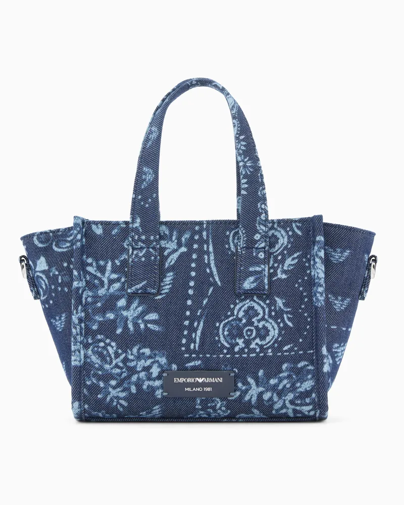 Emporio Armani Kleiner Shopper aus Canvas mit Bandana-Print Gemustert