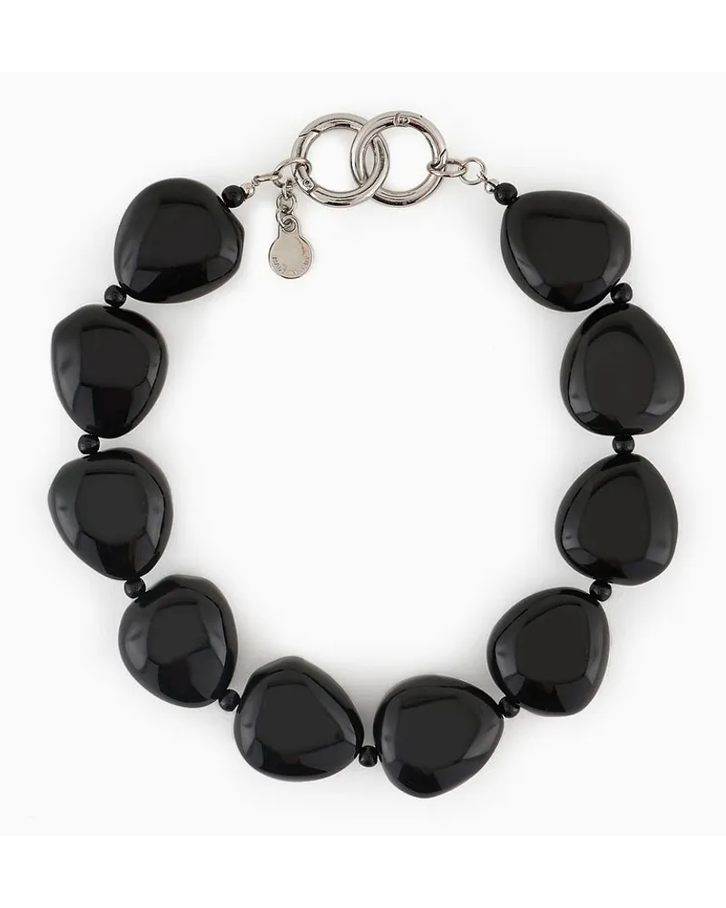 Emporio Armani Choker-halskette mit Abgerundeten Steinen Schwarz