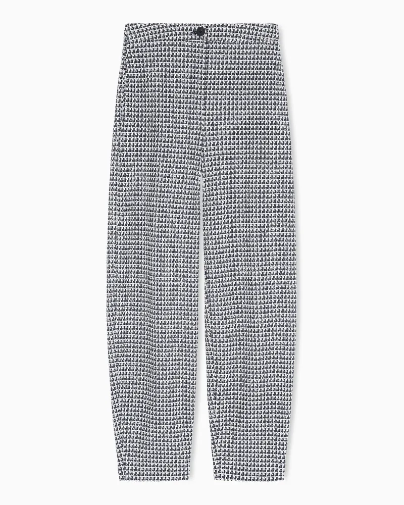 Emporio Armani Icon Hose aus Jersey mit Strickoptik und optischem Print Blau