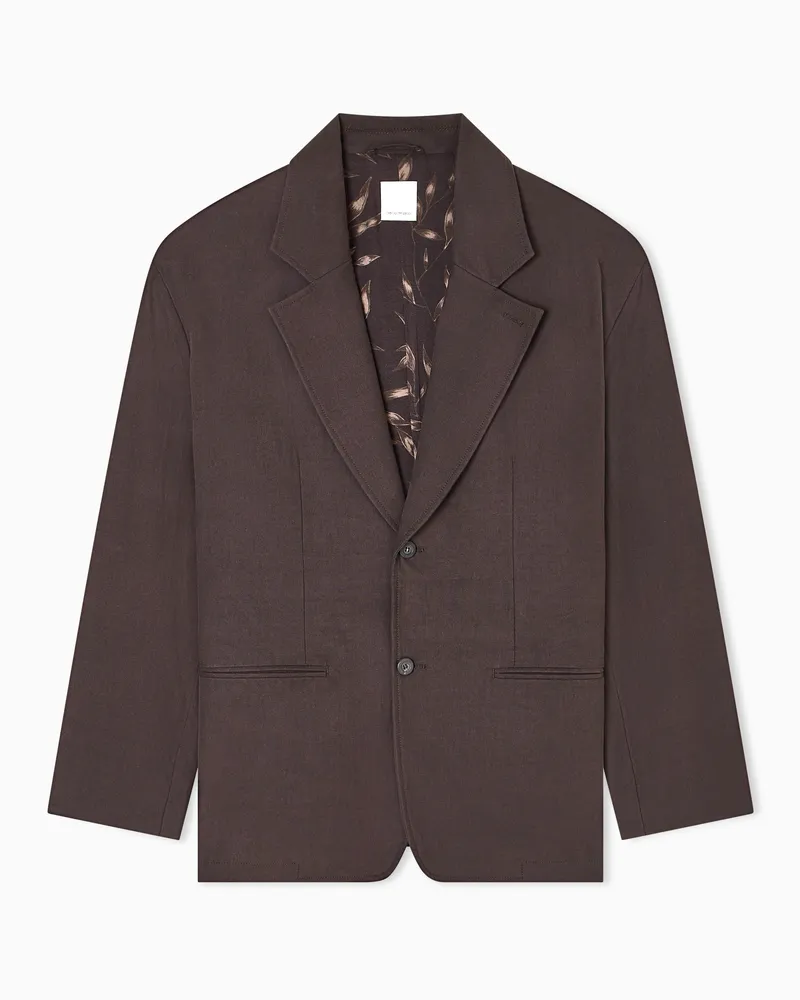 Emporio Armani Einreihiger Blazer aus der New York Sonderkollektion, gefertigt aus einer Lyocell-Mischung Braun