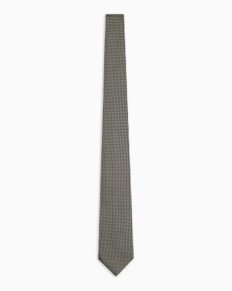 Emporio Armani Krawatte aus reiner Seide mit optischem Jacquard-Muster Gelb