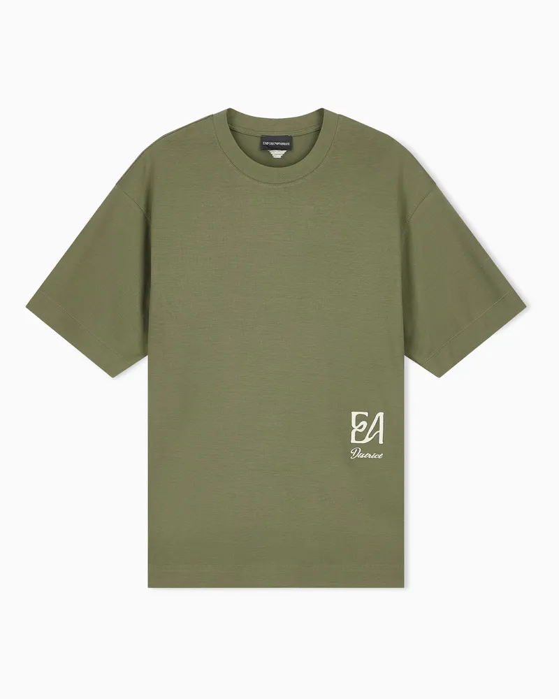 Emporio Armani T-Shirt Oversize aus Lyocell und Baumwolljersey Grün