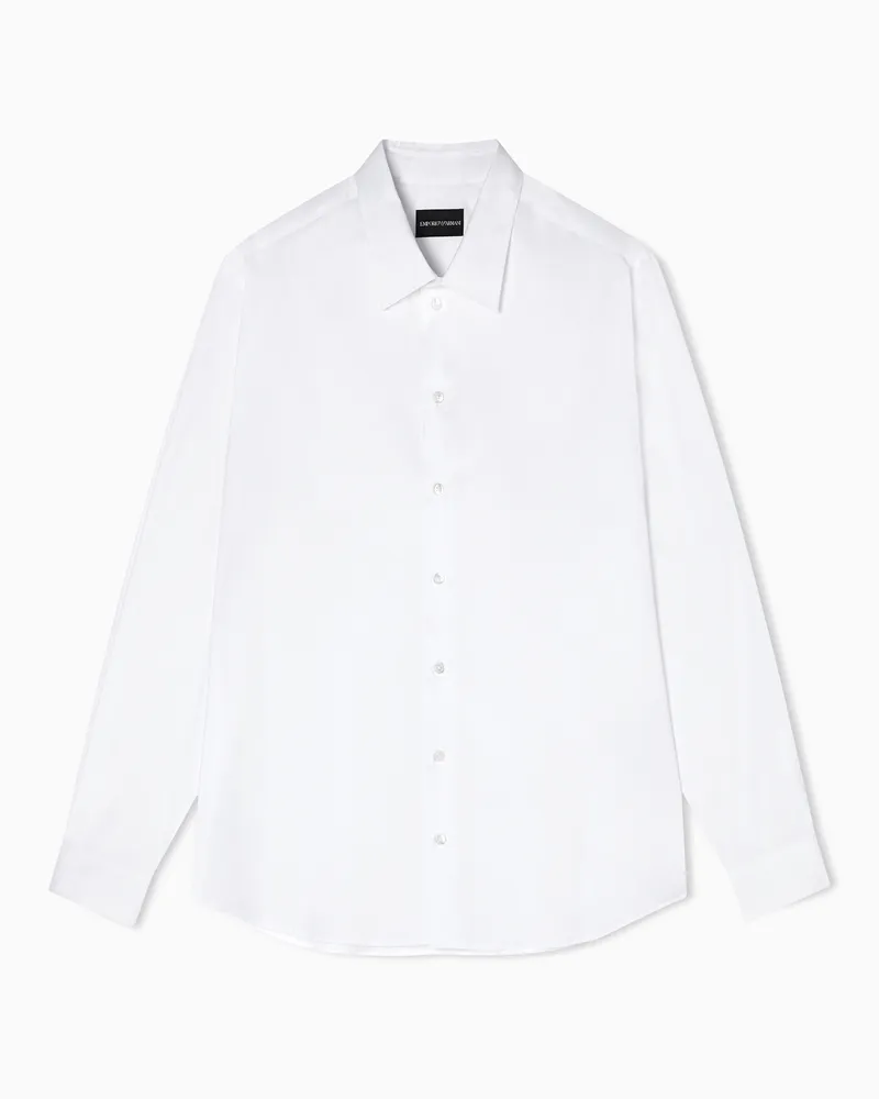 Emporio Armani Hemd aus Funktions-Baumwollstretch Weiß